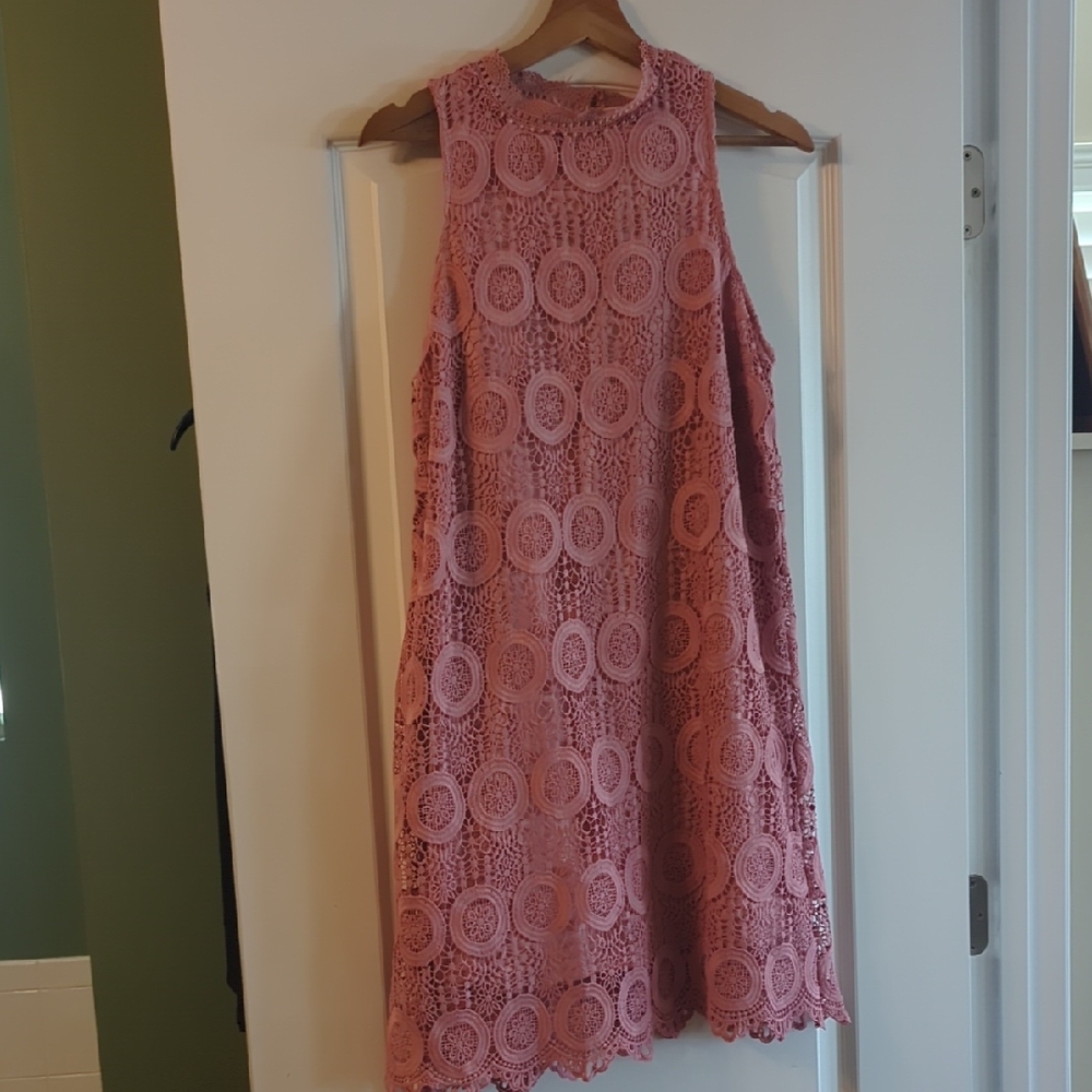 Entro Rose Crochet Midi Dress